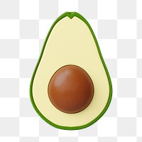 PNG 3D avocado fruit, element illustration, transparent background