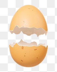 PNG 3D cracked egg shell, element illustration, transparent background