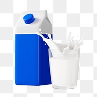 PNG 3D milk carton, element illustration, transparent background