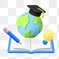 PNG 3D education, element illustration, transparent background