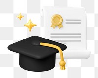 PNG 3D graduation, element illustration, transparent background