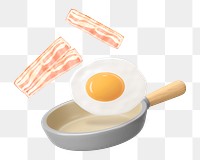 PNG 3D fried egg bacon, element illustration, transparent background