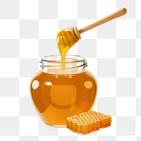 PNG 3D honey jar, element illustration, transparent background