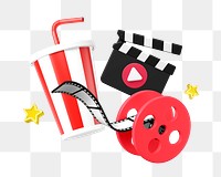 PNG 3D film entertainment collage, element illustration, transparent background