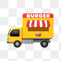 PNG 3D burger truck, element illustration, transparent background