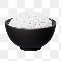 PNG 3D rice bowl, element illustration, transparent background