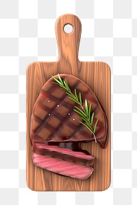 PNG 3D grilled beef steak, element illustration, transparent background