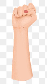 Raised fist png, symbolic hand gesture illustration, transparent background