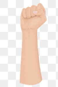 Raised fist png, symbolic hand gesture illustration, transparent background