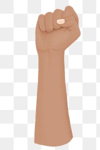 Raised fist png, symbolic hand gesture illustration, transparent background