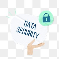 PNG Data security word, speech bubble paper craft, transparent background