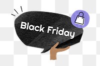 PNG Black Friday word, speech bubble paper craft, transparent background