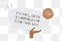 PNG Self-motivation quote, speech bubble paper craft, transparent background