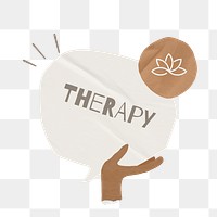 PNG Therapy word, speech bubble paper craft, transparent background