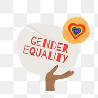 PNG Gender equality word, speech bubble paper craft, transparent background