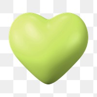 PNG 3D green heart, element illustration, transparent background