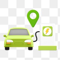 PNG 3D EV car charging, element illustration, transparent background