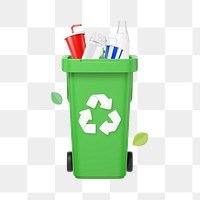 PNG 3D recycling bin, element illustration, transparent background