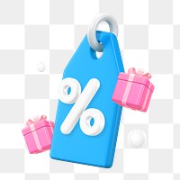 PNG 3D birthday sale tag, element illustration, transparent background