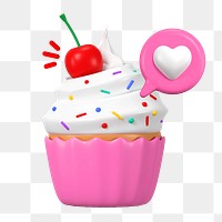 PNG 3D cupcake dessert, element illustration, transparent background