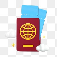 PNG 3D passport and tickets, element illustration, transparent background