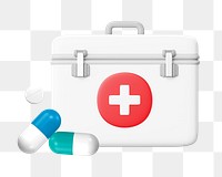 PNG 3D first aid box, element illustration, transparent background