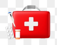 PNG 3D first aid box, element illustration, transparent background