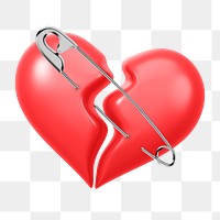 PNG 3D broken heart, element illustration, transparent background