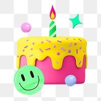 PNG 3D birthday cake, element illustration, transparent background