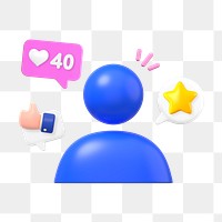 PNG 3D social media interaction, element illustration, transparent background