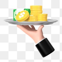 PNG 3D serving money, element illustration, transparent background