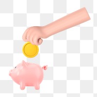 PNG 3D piggy bank, element illustration, transparent background