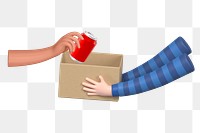 PNG 3D donating food, element illustration, transparent background