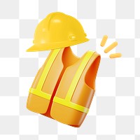 PNG 3D safety vest helmet, element illustration, transparent background