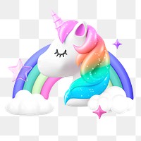 PNG 3D unicorn rainbow, element illustration, transparent background