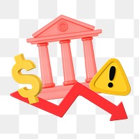 PNG 3D economic downfall, element illustration, transparent background