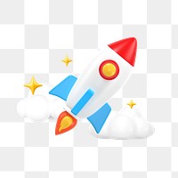 PNG 3D launching rocket, element illustration, transparent background