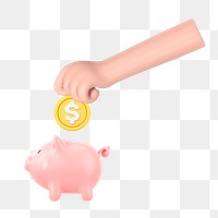 PNG 3D piggy bank, element illustration, transparent background