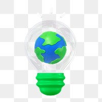 PNG 3D globe in bulb, element illustration, transparent background