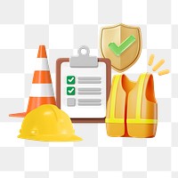 PNG 3D safety inspection, element illustration, transparent background