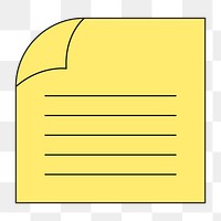 Png yellow lined note paper illustration, transparent background