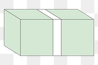 PNG Green parcel box, flat object illustration, transparent background