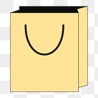 PNG Yellow shopping bag, flat object illustration, transparent background