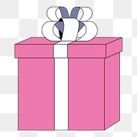 PNG Pink gift box, flat object illustration, transparent background