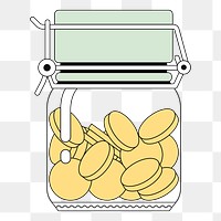 PNG Money jar, flat finance illustration, transparent background