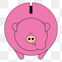 PNG Pink piggy bank, flat finance illustration, transparent background