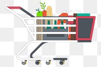 Png full grocery cart illustration, transparent background