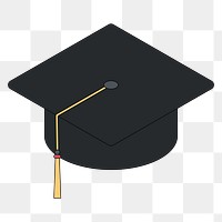 Png graduation hat illustration, transparent background