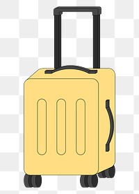 PNG Yellow suitcase, flat travel illustration, transparent background