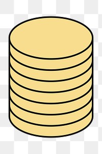 PNG Stacked coins money, flat finance illustration, transparent background